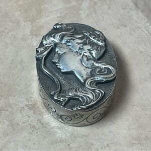 Vintage A.E Williams Lady Pewter Trinket Box